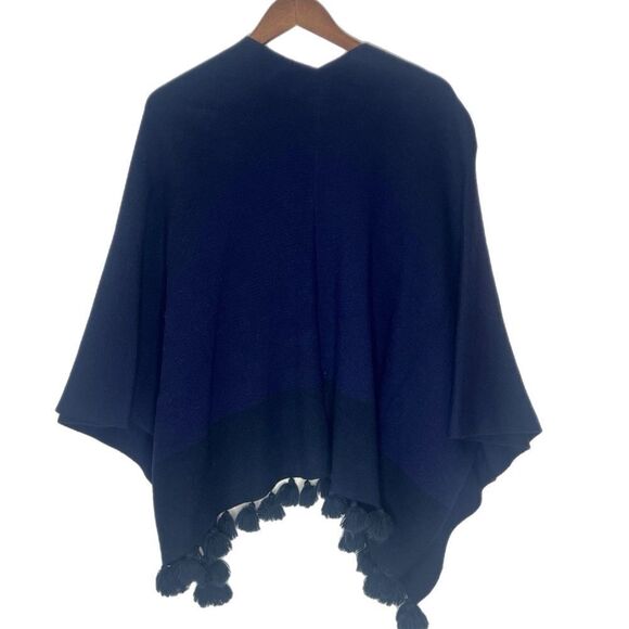 Loft Color-block Tassel Poncho Wrap - Picture 2 of 4